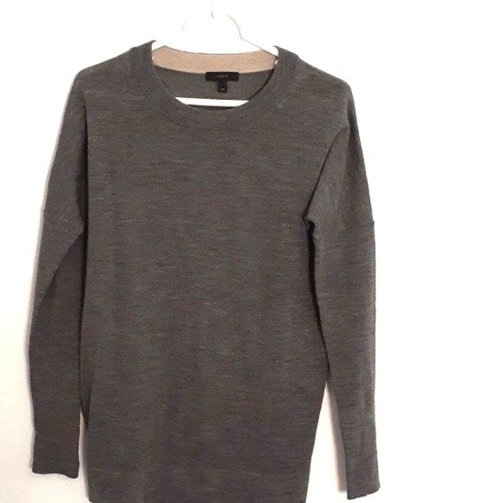 J. Crew Gray Merino Wool Sweater Womens XXS XS 0 2 Crewneck quiet luxury minimal